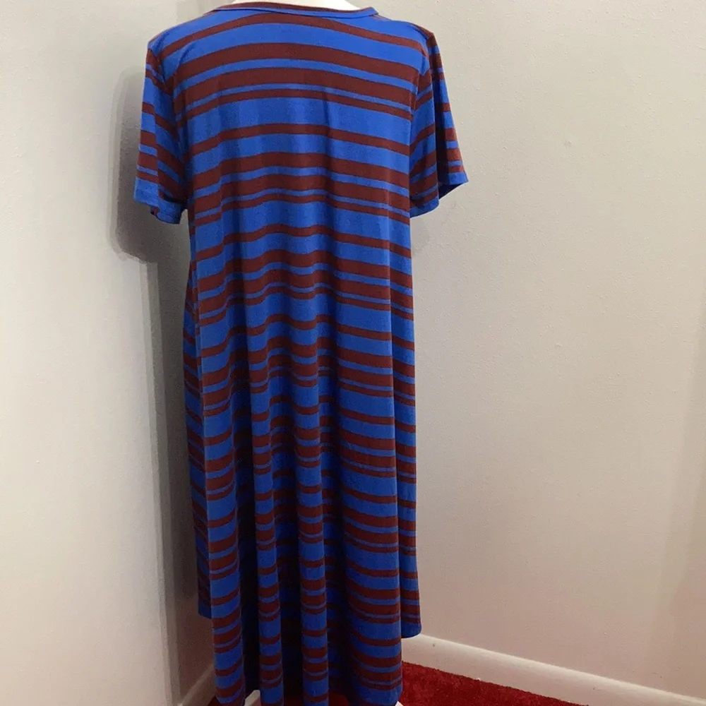 EC LulaRoe Blue & Maroon Striped Dress Size XL - Picture 6 of 12